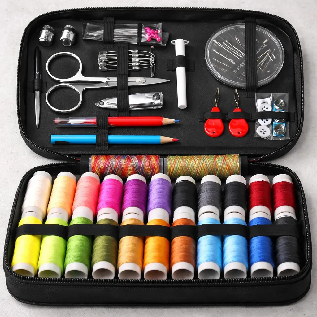 Kit Costura Completo com Linhas Coloridas e Acessórios